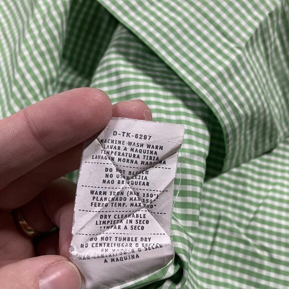 Ermenegildo Zegna Shirt Mens XL Green Gingham Check Long Sleeve Made Italy - Picture 3 of 7